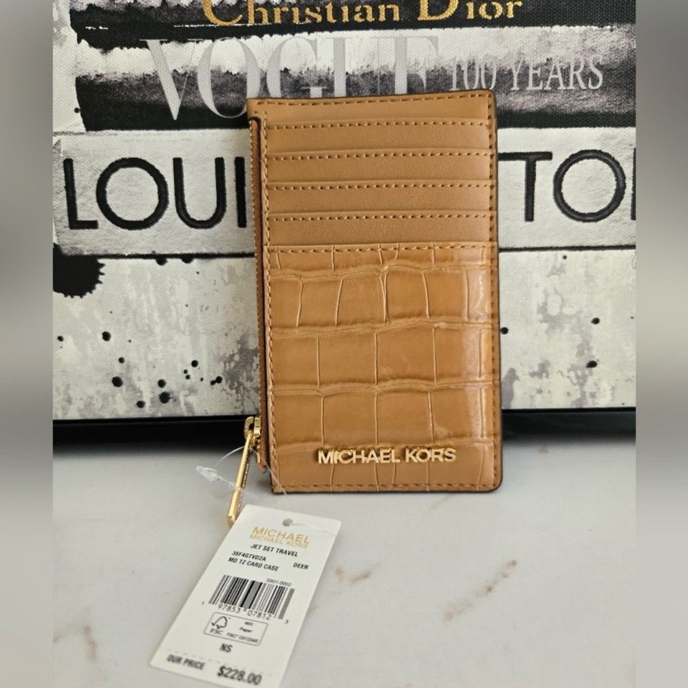 Michael Kors Croc Embossed Card Holder NWT - Picture 2 of 4